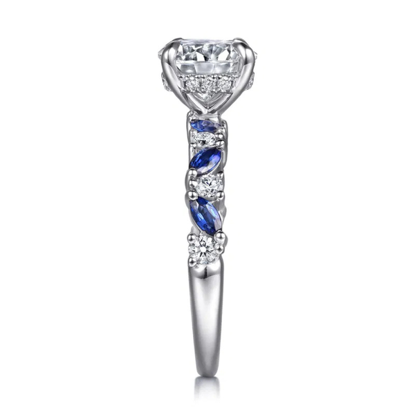 Gabriel & Co. Contemporary 14K White Gold Damiana Round Cut Sapphire Engagement Ring Image 4 SVS Fine Jewelry Oceanside, NY