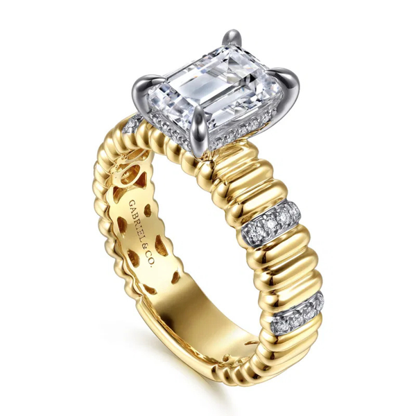 Gabriel & Co. Contemporary 14K White- Yellow Gold Danette Emerald Cut Engagement Ring Image 3 SVS Fine Jewelry Oceanside, NY