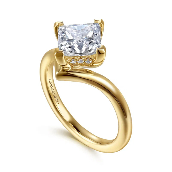Gabriel & Co. Contemporary 14K Yellow Gold Dante Chevron Princess Cut Engagement Ring Image 3 SVS Fine Jewelry Oceanside, NY
