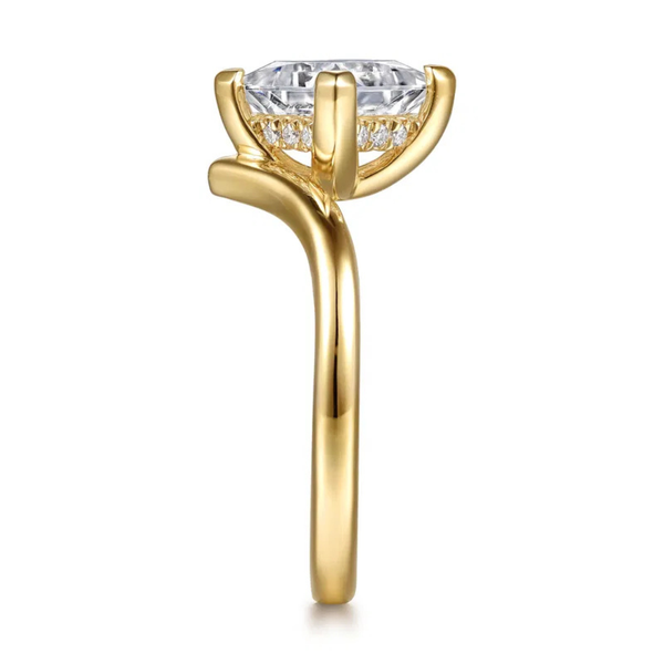 Gabriel & Co. Contemporary 14K Yellow Gold Dante Chevron Princess Cut Engagement Ring Image 4 SVS Fine Jewelry Oceanside, NY