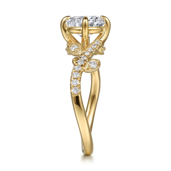 Gabriel & Co. Floral Nouveau 14K Yellow Gold Darcie Round Cut Engagement Ring Image 4 SVS Fine Jewelry Oceanside, NY