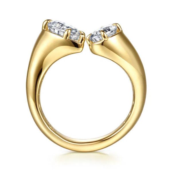 Gabriel & Co. Contemporary 14K Yellow Gold Delta Toi et Moi Pear Shape Engagement Ring Image 2 SVS Fine Jewelry Oceanside, NY