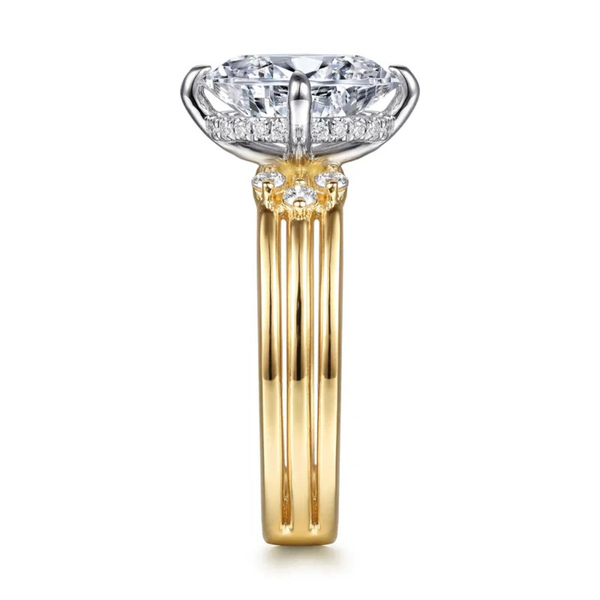 Gabriel & Co. Contemporary 14K White- Yellow Gold Editta Oval Shape Engagement Ring Image 4 SVS Fine Jewelry Oceanside, NY