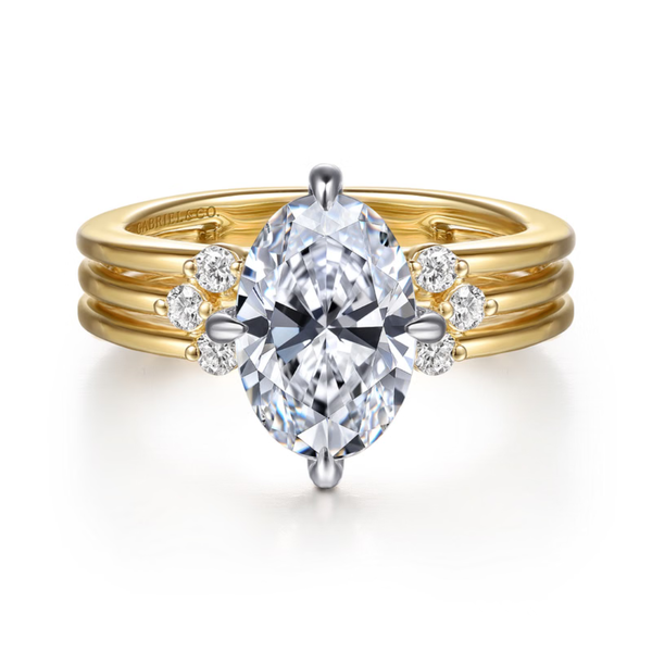 Gabriel & Co. Contemporary 14K White- Yellow Gold Editta Oval Shape Engagement Ring SVS Fine Jewelry Oceanside, NY