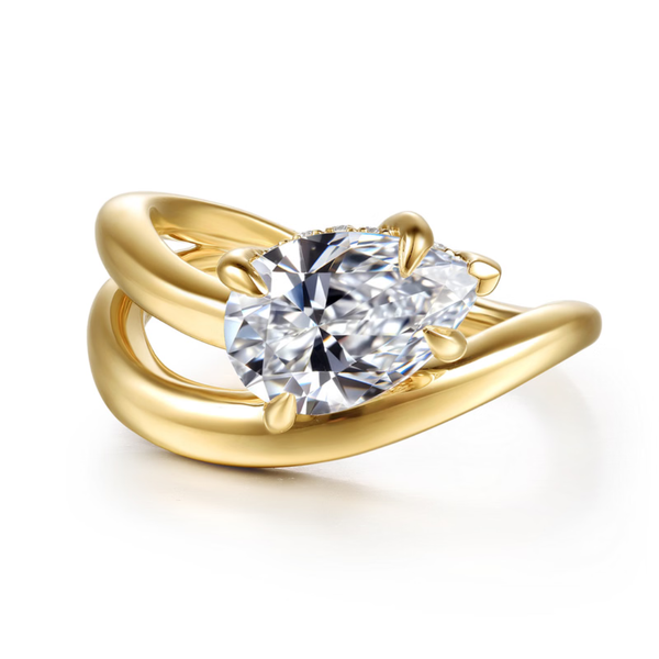 Gabriel & Co. Contemporary 14K Yellow Gold Eleanora Pear Shape Wrap Engagement Ring SVS Fine Jewelry Oceanside, NY