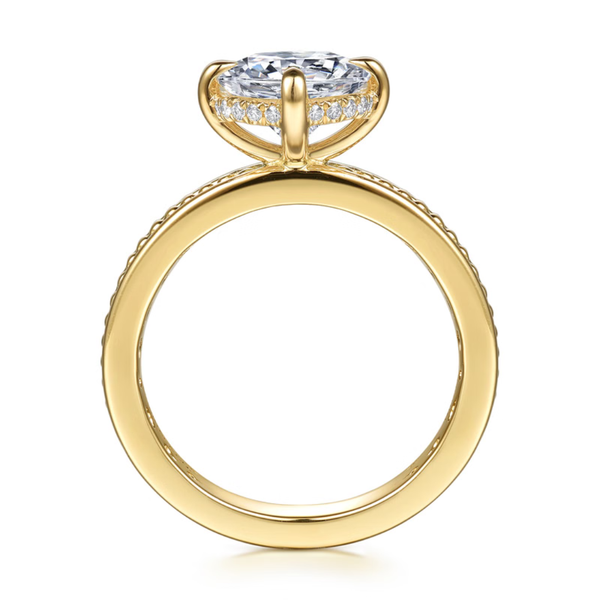 Gabriel & Co. Bujukan 14K Yellow Gold Eniko Round Shape Compass Prong Engagement Ring Image 2 SVS Fine Jewelry Oceanside, NY