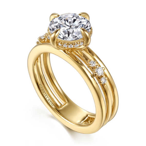 Gabriel & Co. Contemporary 14K Yellow Gold Everlasting Shape Compass Prong Engagement Ring Image 3 SVS Fine Jewelry Oceanside, NY