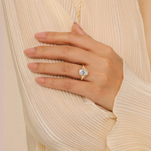 Gabriel & Co. Contemporary 14K Yellow Gold Iryna Oval Shape Engagement Ring Image 5 SVS Fine Jewelry Oceanside, NY
