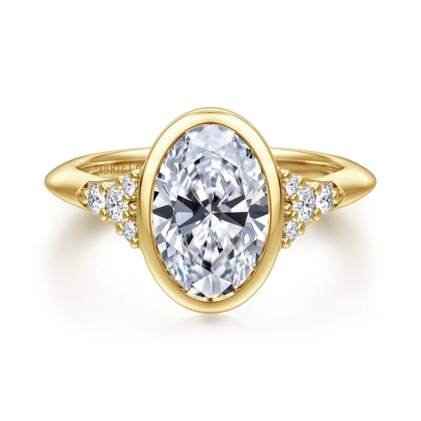 Gabriel & Co. Contemporary 14K Yellow Gold Iryna Oval Shape Engagement Ring SVS Fine Jewelry Oceanside, NY