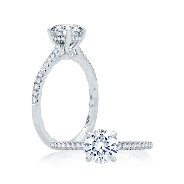 A.Jaffe White Gold Under-Halo Engagement Ring Mounting SVS Fine Jewelry Oceanside, NY