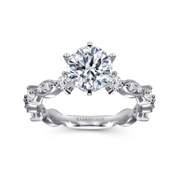 Gabriel & Co. Victorian White Gold Diamond Engagement Ring Image 3 SVS Fine Jewelry Oceanside, NY