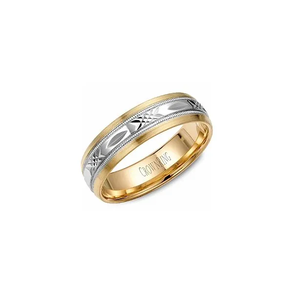 Crown Ring Yellow & White Gold Wedding Band SVS Fine Jewelry Oceanside, NY