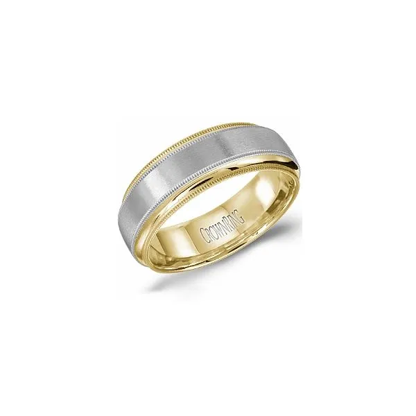 Crown Ring Yellow & White Gold Wedding Band
