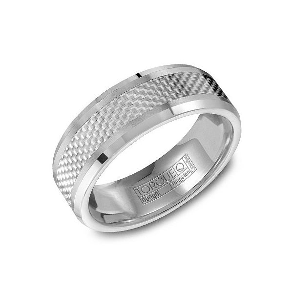 Crown Ring Tungsten Carbide & Carbon Fiber Wedding Band SVS Fine Jewelry Oceanside, NY