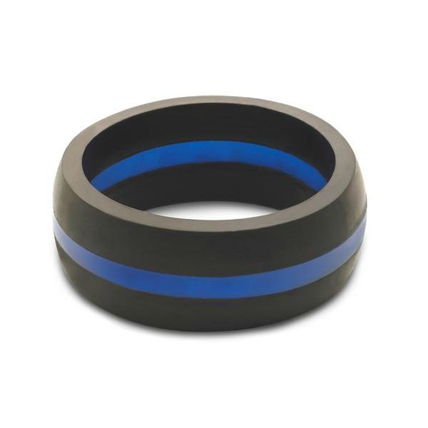 QALO Men's Silicone Thin Blue Line Wedding Band. Size 10 SVS Fine Jewelry Oceanside, NY