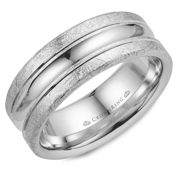 Crown Ring Men's 14K White Gold Wedding Band SVS Fine Jewelry Oceanside, NY