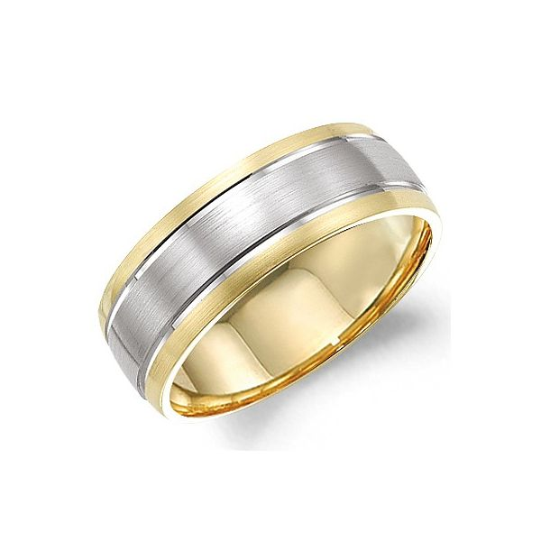Crown Ring Men's 14K Yellow & White Gold Wedding Band SVS Fine Jewelry Oceanside, NY