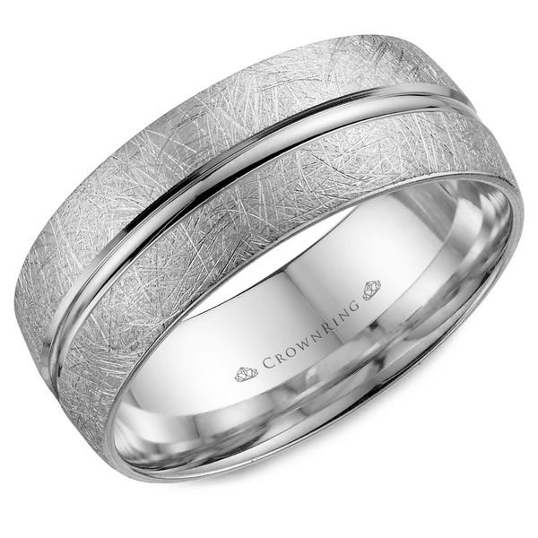 Crown Ring Men's 14K White Gold Wedding Band SVS Fine Jewelry Oceanside, NY