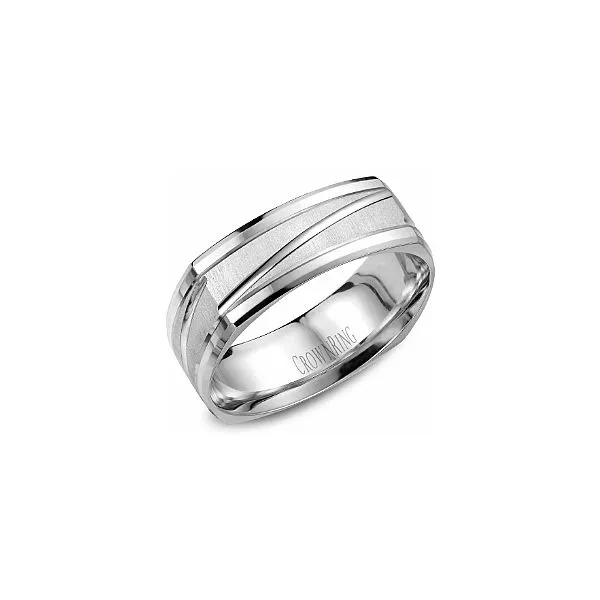 Crown Ring Men's 14K White Gold Wedding Band SVS Fine Jewelry Oceanside, NY