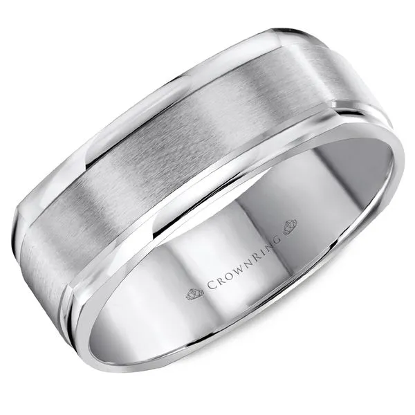 Crown Ring Men's 14K White Gold Wedding Band SVS Fine Jewelry Oceanside, NY