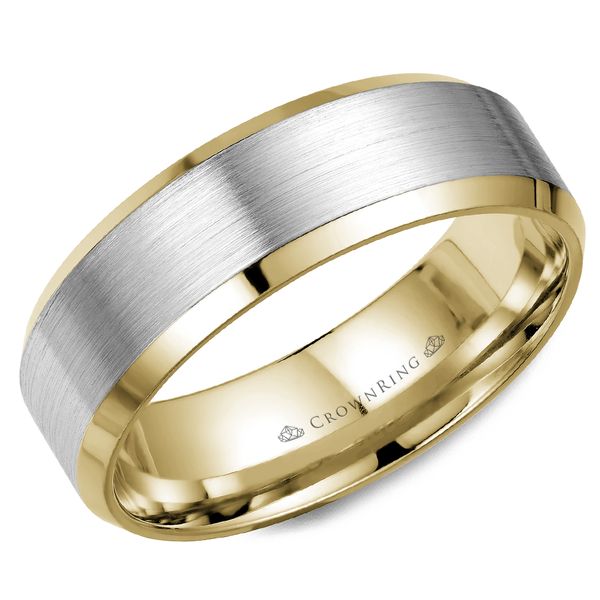 Crown Ring Men's 14K Yellow & White Gold Wedding Band SVS Fine Jewelry Oceanside, NY