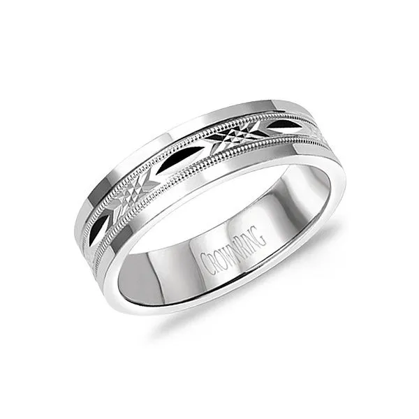 Crown Ring Men's 14K White Gold Wedding Band SVS Fine Jewelry Oceanside, NY