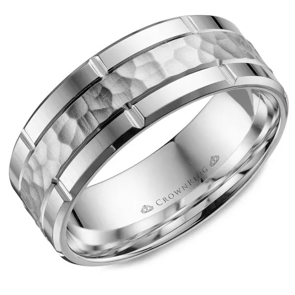 Crown Ring Men's 14K White Gold Wedding Band SVS Fine Jewelry Oceanside, NY