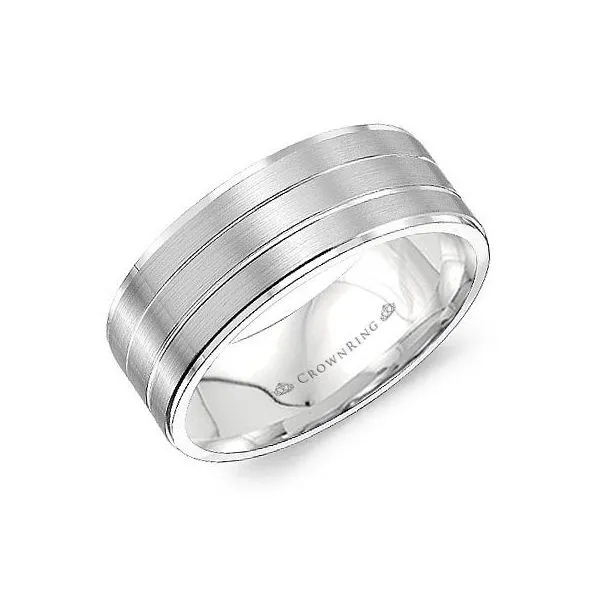 Crown Ring Men's 14K White Gold Wedding Band SVS Fine Jewelry Oceanside, NY