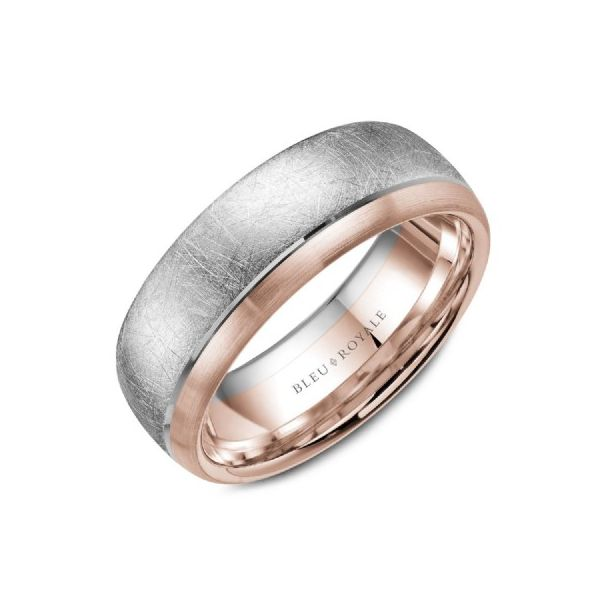 Bleu Royale Collection White & Rose Gold Wedding Band SVS Fine Jewelry Oceanside, NY