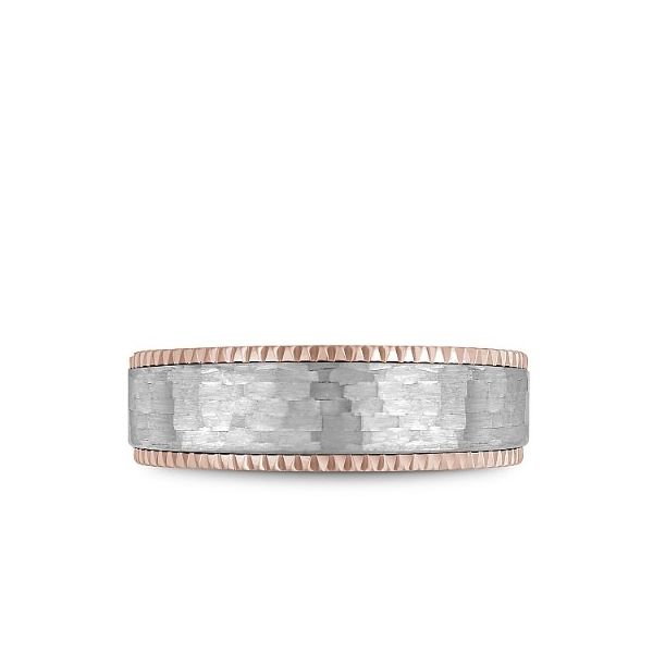 Bleu Royale Collection White & Rose Gold Wedding Band Image 3 SVS Fine Jewelry Oceanside, NY