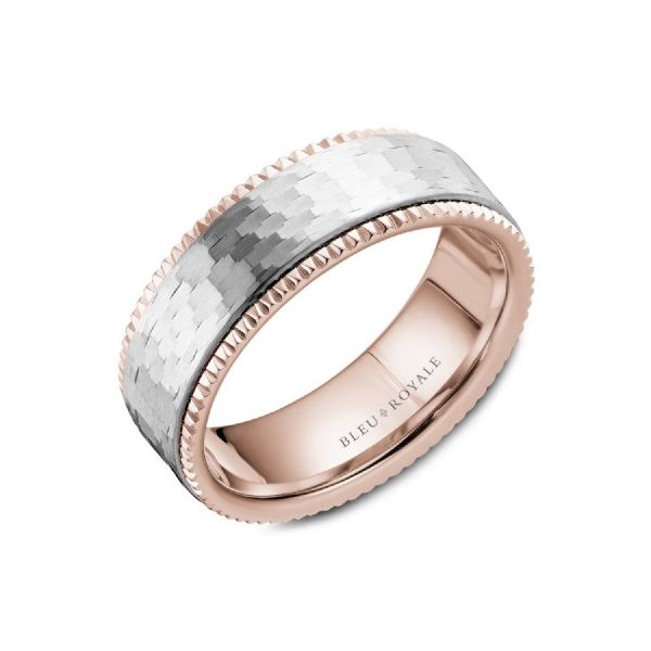 Bleu Royale Collection White & Rose Gold Wedding Band SVS Fine Jewelry Oceanside, NY