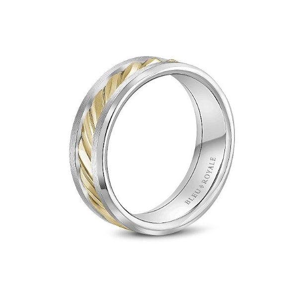 Bleu Royale Collection Yellow & White Gold Wedding Band Image 2 SVS Fine Jewelry Oceanside, NY