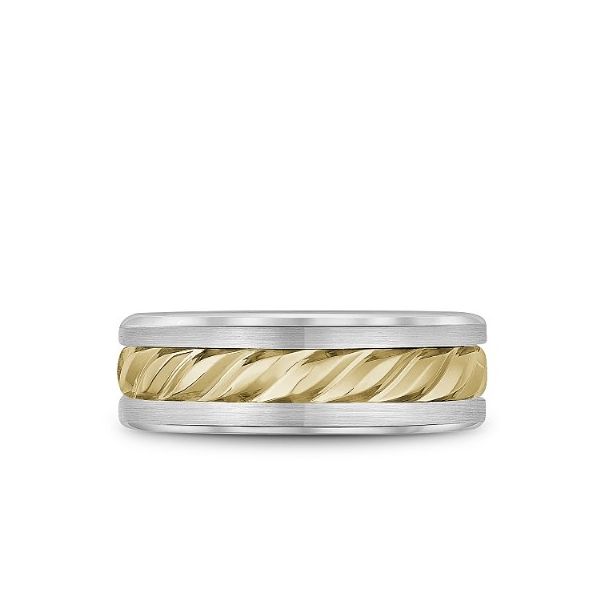 Bleu Royale Collection Yellow & White Gold Wedding Band Image 3 SVS Fine Jewelry Oceanside, NY