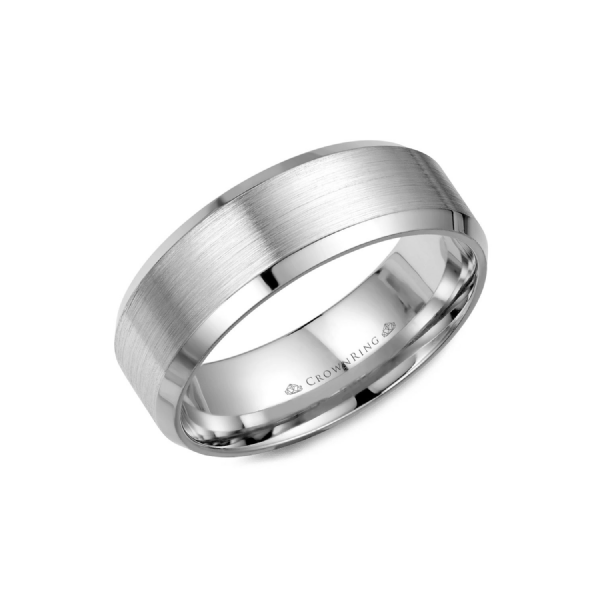 Crown Ring Men's 14K White Gold 8 mm Wedding Band SVS Fine Jewelry Oceanside, NY
