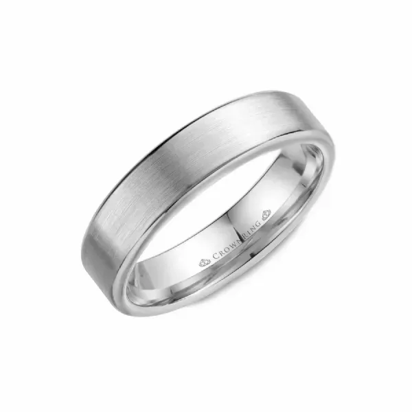 Crown Ring Men's 14K White Gold 5.5 mm Wedding Band SVS Fine Jewelry Oceanside, NY