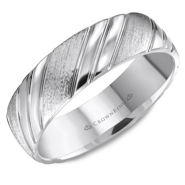 Crown Ring Men's 14K White Gold 6 mm Wedding Band SVS Fine Jewelry Oceanside, NY