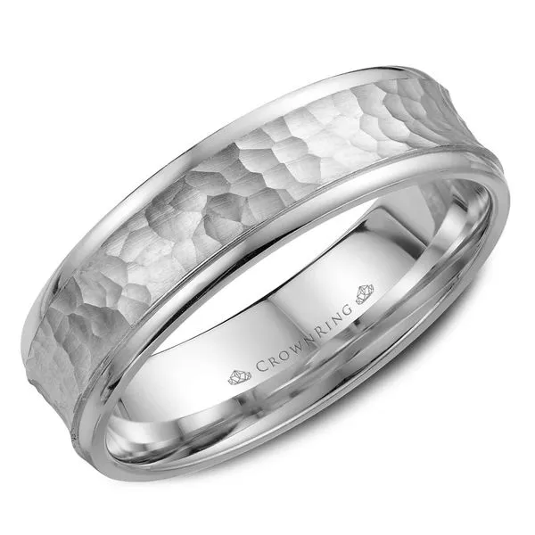 Crown Ring Men's 14K White Gold 6 mm Wedding Band SVS Fine Jewelry Oceanside, NY