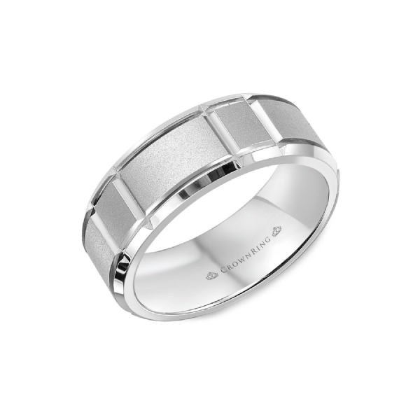 Crown Ring Men's 14K White Gold 7 mm Wedding Band SVS Fine Jewelry Oceanside, NY