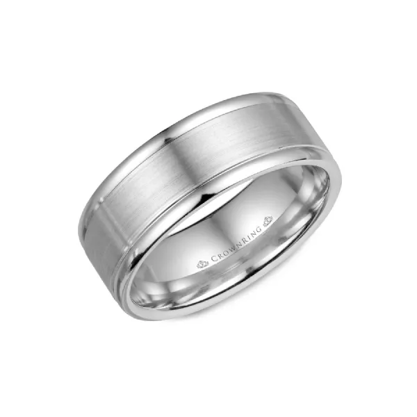 Crown Ring Men's 14K White Gold 8 mm Wedding Band SVS Fine Jewelry Oceanside, NY