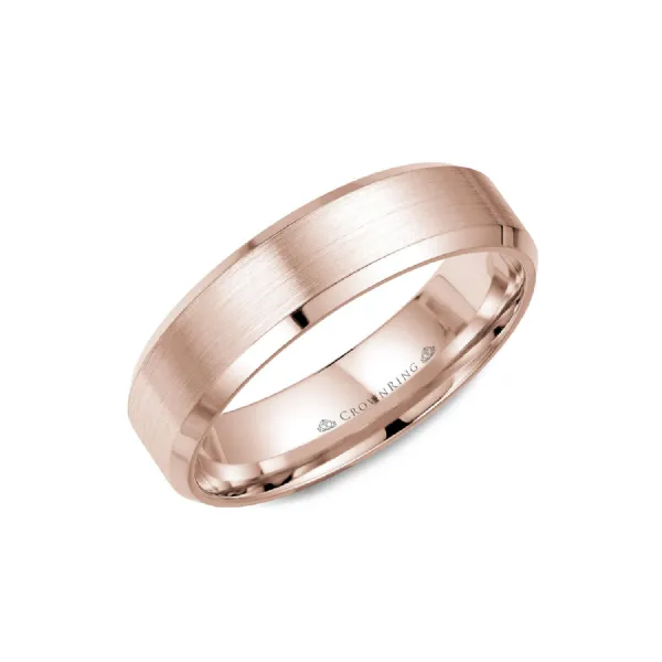WB 7007R M10 Crown Ring Men s 14K Rose Gold 6 mm Wedding Band SVS