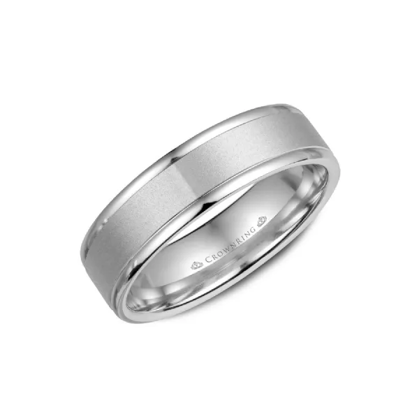 Crown Ring Men's 14K White Gold 6 mm Wedding Band SVS Fine Jewelry Oceanside, NY