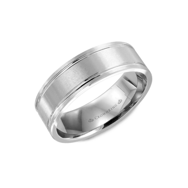 Crown Ring Men's 14K White Gold 7 mm Wedding Band SVS Fine Jewelry Oceanside, NY