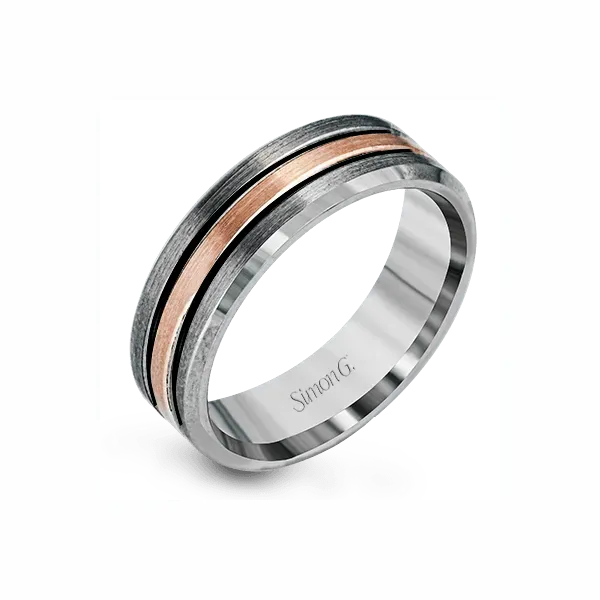 Simon G. Men's 14K White & Rose Gold Wedding Band SVS Fine Jewelry Oceanside, NY