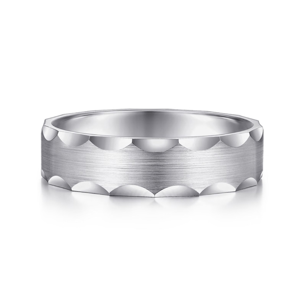 Gabriel Nicholas Men's 14K White Gold Wedding Band Image 2 SVS Fine Jewelry Oceanside, NY
