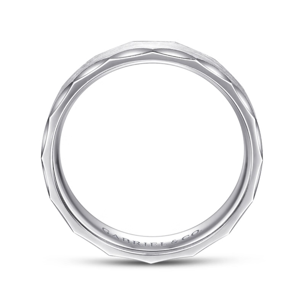 Gabriel Nicholas Men's 14K White Gold Wedding Band Image 3 SVS Fine Jewelry Oceanside, NY