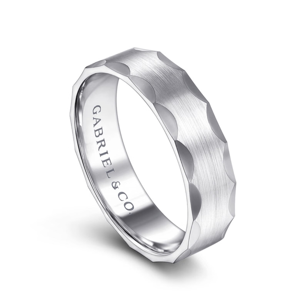 Gabriel Nicholas Men's 14K White Gold Wedding Band Image 4 SVS Fine Jewelry Oceanside, NY