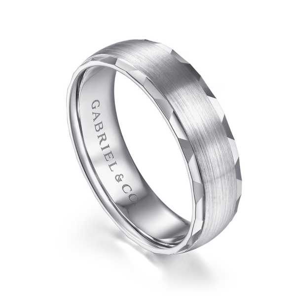 Gabriel Julian Men's 14K White Gold Wedding Band Image 3 SVS Fine Jewelry Oceanside, NY