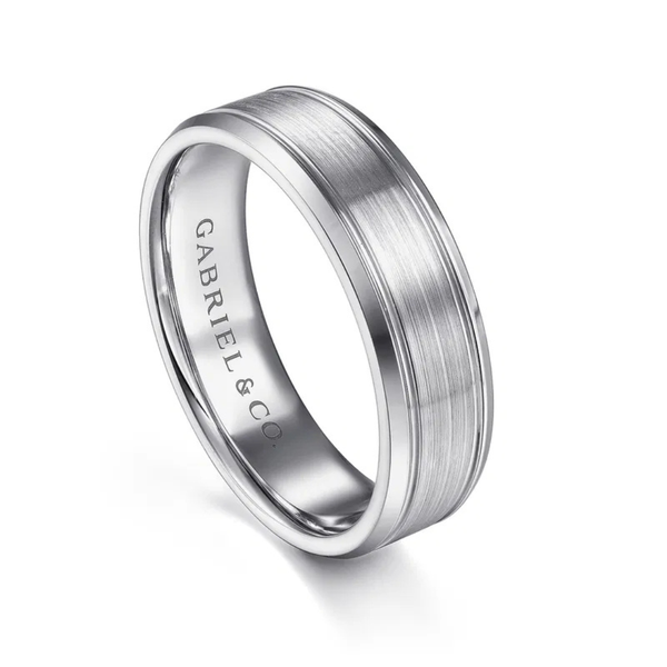 Gabriel Charles Men's 14K White Gold Wedding Band Image 3 SVS Fine Jewelry Oceanside, NY