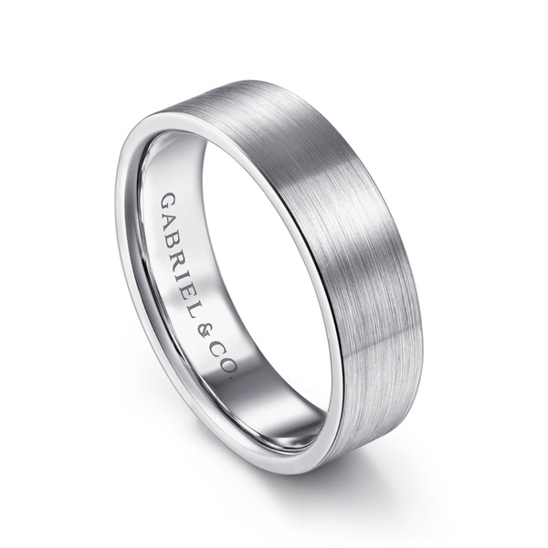 Gabriel Steven Men's 14K White Gold Wedding Band Image 3 SVS Fine Jewelry Oceanside, NY