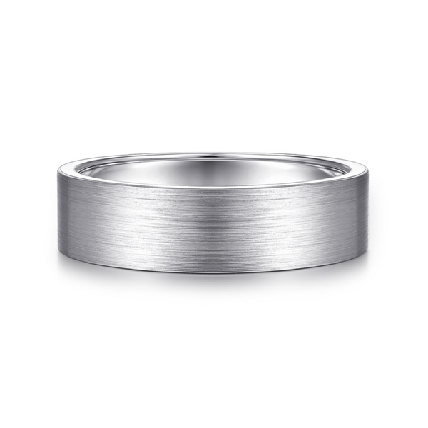 Gabriel Steven Men's 14K White Gold Wedding Band SVS Fine Jewelry Oceanside, NY